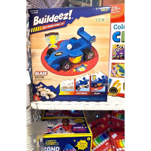 Buildeez! Easy Wooden Model Set Blaze Race Car For Kids 25+ Piece Set Ages 6 + - Picture 1 of 4